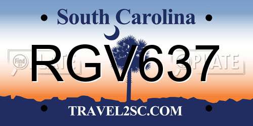 RGV637 South Carolina License Plate