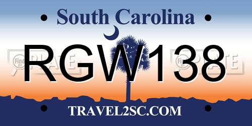 RGW138 South Carolina License Plate