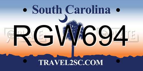 RGW694 South Carolina License Plate