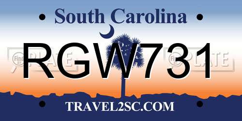 RGW731 South Carolina License Plate