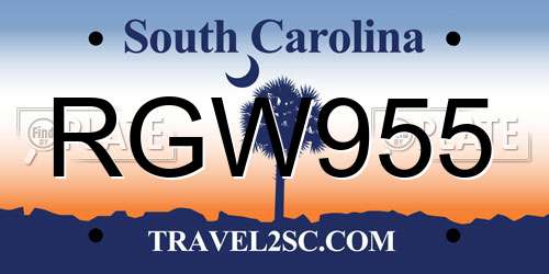 RGW955 South Carolina License Plate