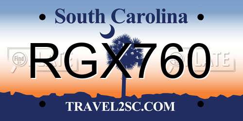 RGX760 South Carolina License Plate