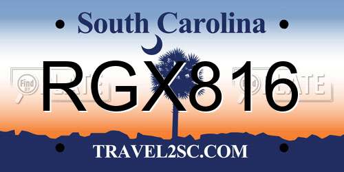 RGX816 South Carolina License Plate