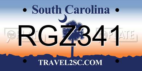 RGZ341 South Carolina License Plate