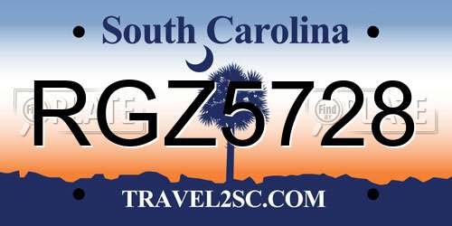 RGZ5728 South Carolina License Plate