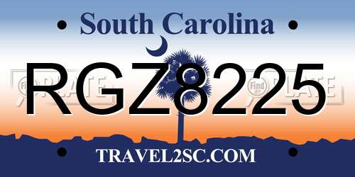 RGZ8225 South Carolina License Plate