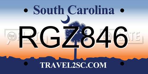 RGZ846 South Carolina License Plate