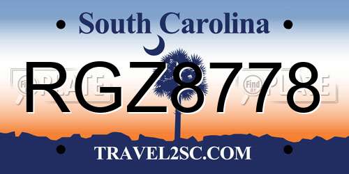 RGZ8778 South Carolina License Plate