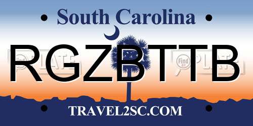 RGZBTTB South Carolina License Plate
