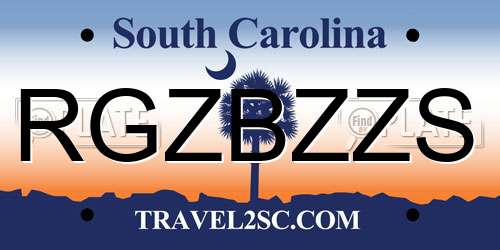 RGZBZZS South Carolina License Plate