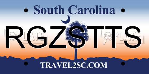 RGZSTTS South Carolina License Plate