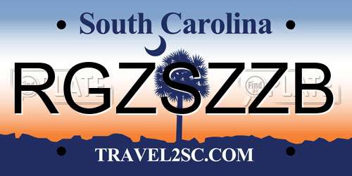 RGZSZZB South Carolina License Plate