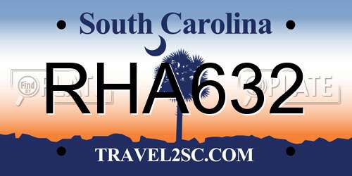 RHA632 South Carolina License Plate