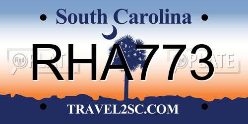 RHA773 South Carolina License Plate