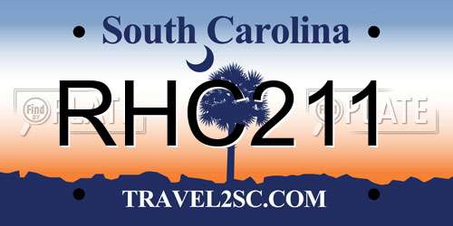 RHC211 South Carolina License Plate