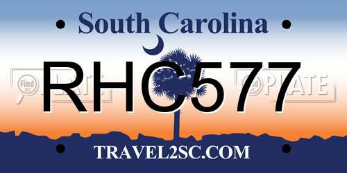 RHC577 South Carolina License Plate