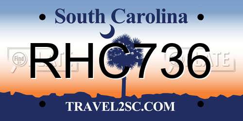 RHC736 South Carolina License Plate