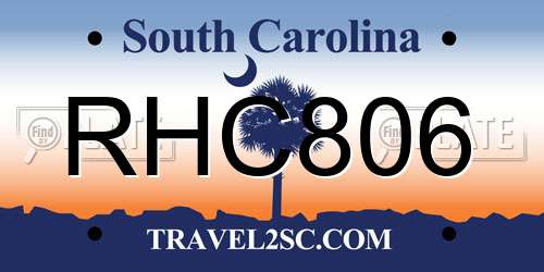 RHC806 South Carolina License Plate