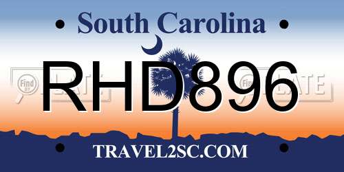 RHD896 South Carolina License Plate