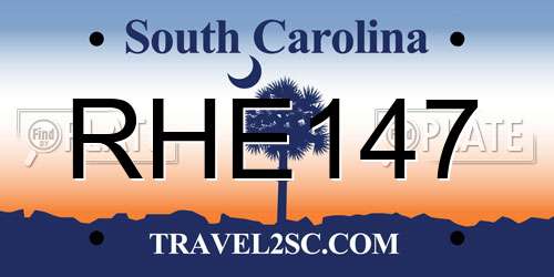 RHE147 South Carolina License Plate