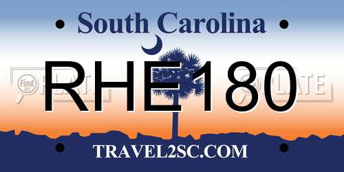 RHE180 South Carolina License Plate