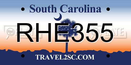 RHE355 South Carolina License Plate