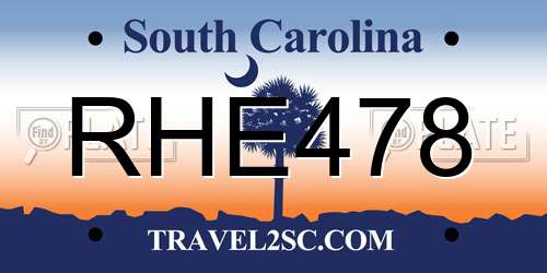 RHE478 South Carolina License Plate