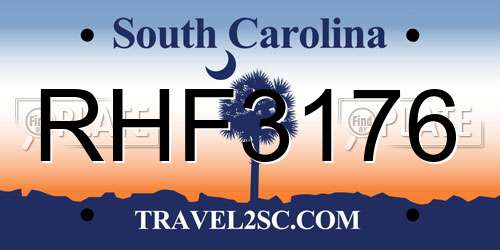 RHF3176 South Carolina License Plate