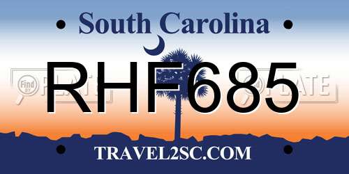 RHF685 South Carolina License Plate