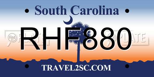 RHF880 South Carolina License Plate