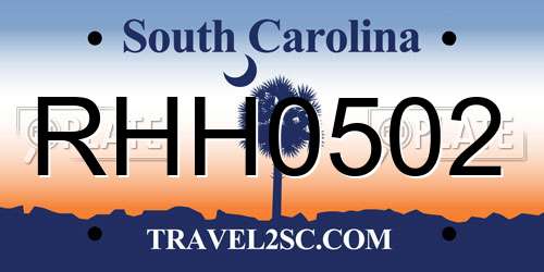 RHH0502 South Carolina License Plate