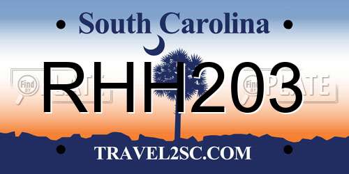 RHH203 South Carolina License Plate