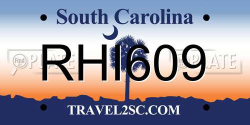 RHI609 South Carolina License Plate