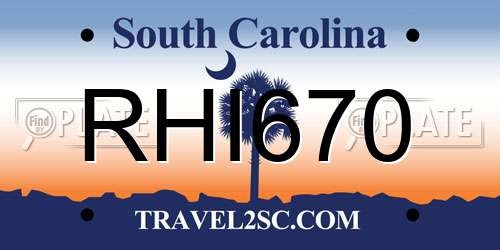 RHI670 South Carolina License Plate