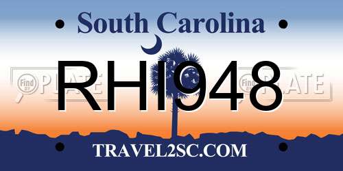RHI948 South Carolina License Plate