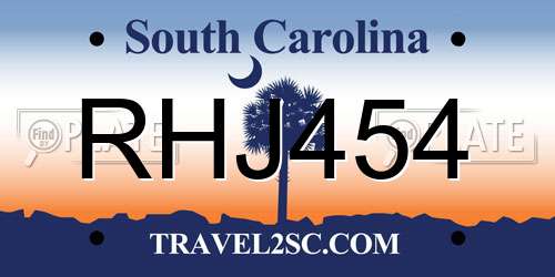 RHJ454 South Carolina License Plate