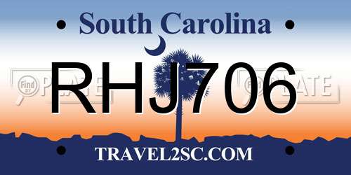 RHJ706 South Carolina License Plate