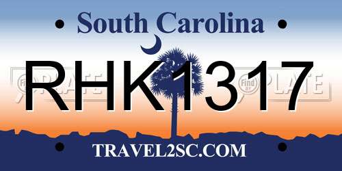 RHK1317 South Carolina License Plate