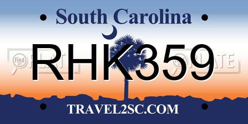 RHK359 South Carolina License Plate