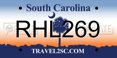 RHL269 South Carolina License Plate
