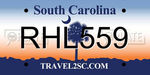 RHL559 South Carolina License Plate