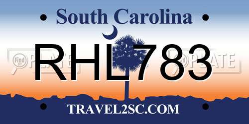 RHL783 South Carolina License Plate