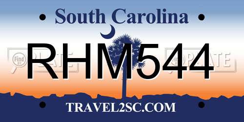 RHM544 South Carolina License Plate