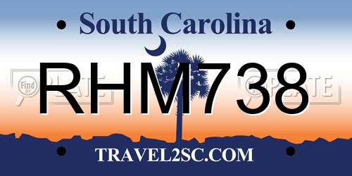 RHM738 South Carolina License Plate