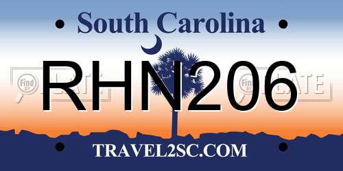 RHN206 South Carolina License Plate