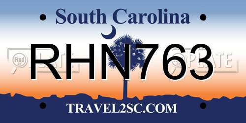 RHN763 South Carolina License Plate