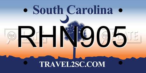 RHN905 South Carolina License Plate