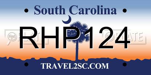 RHP124 South Carolina License Plate