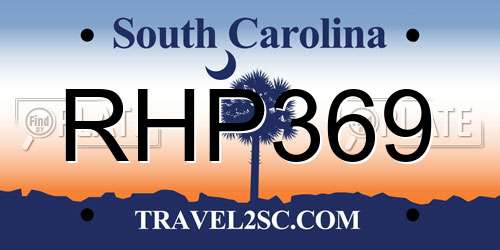RHP369 South Carolina License Plate