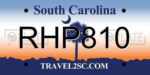 RHP810 South Carolina License Plate